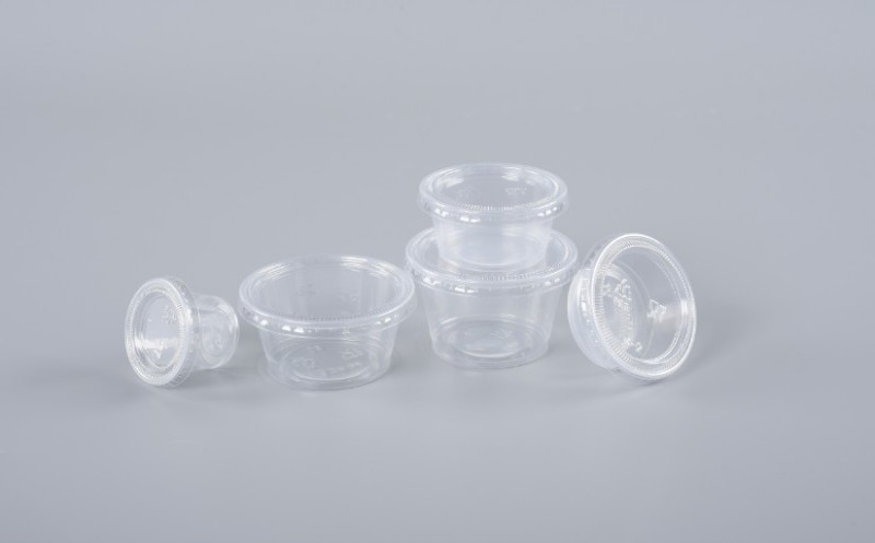 PP Clear Hinged Sauce cup with lid