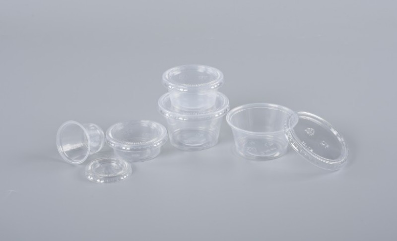 PP Clear Hinged Sauce cup with lid